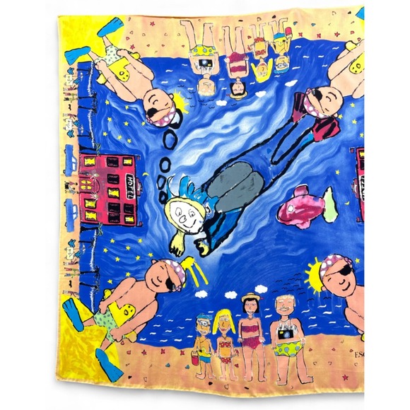 Vintage Escada Silk Scarf Beach Scuba Ocean - Picture 4 of 11